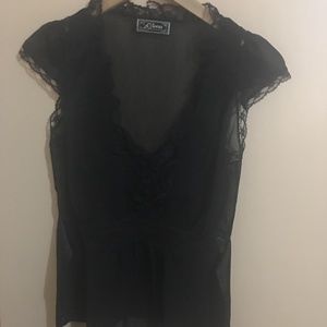 Guess black see-through top